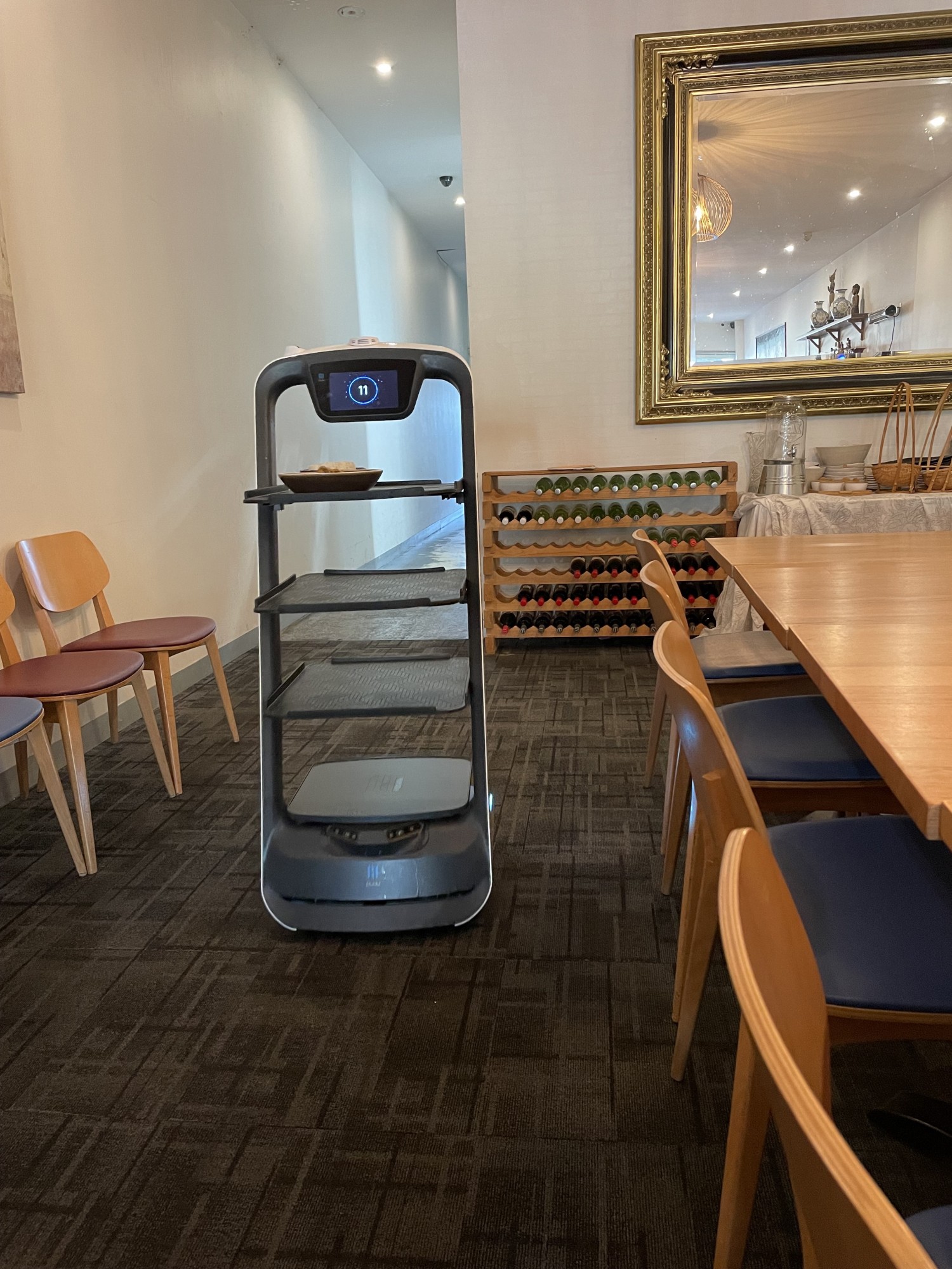 Robot delivers food