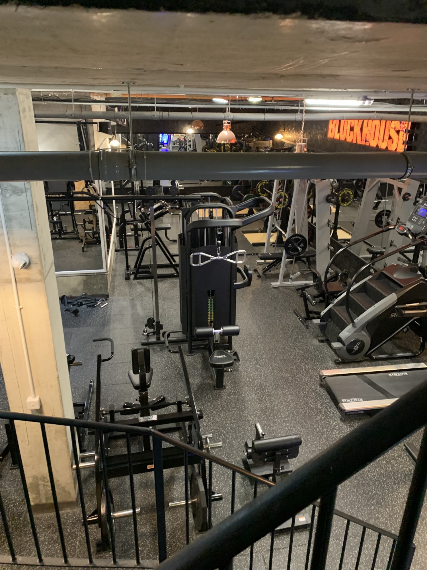 Overview of gym area from stairs