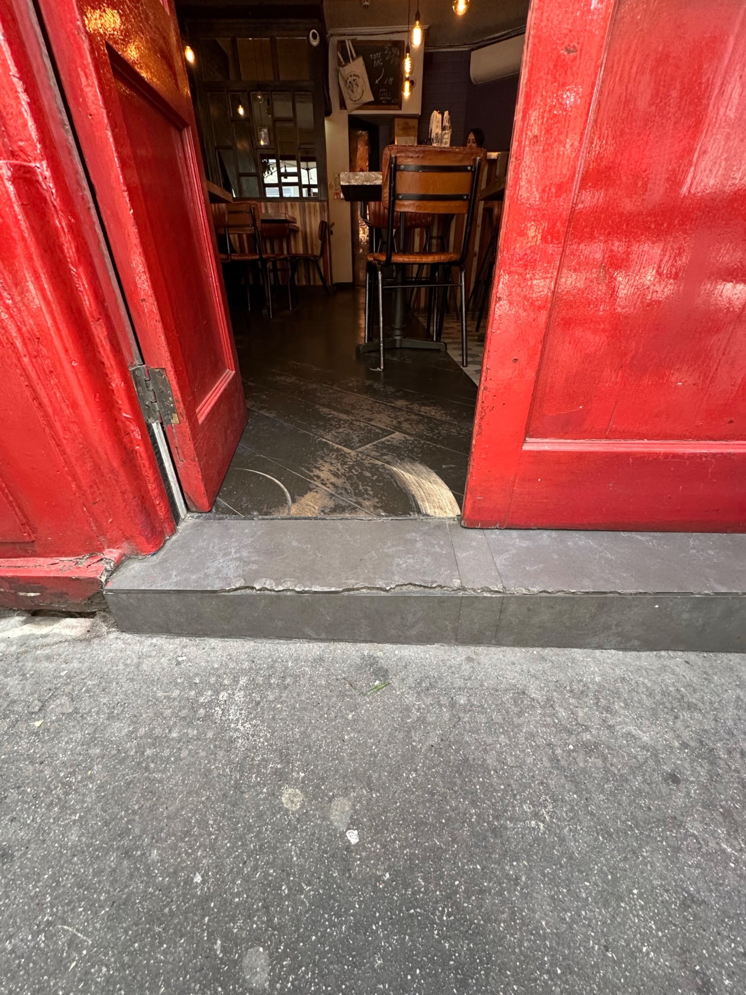 Step up before doors.