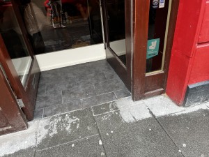 Wide doorway with enough space for a wheelchair user to navigate their way in