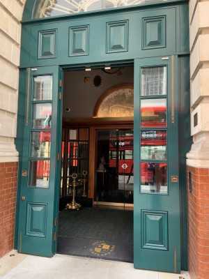 (1) First doors to venue in centre of venue. Pull to open from centre where doors meet.
