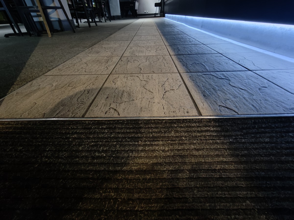 Small bump on threshold of door.