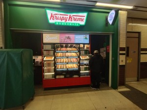 Main area. Donut stand in front, counter on the right.