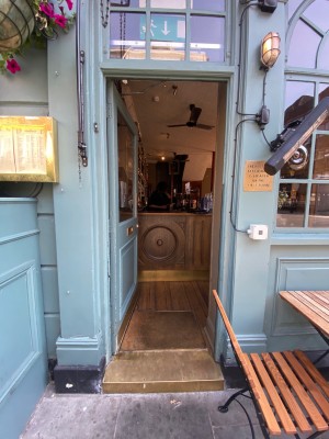 View of main entrance. Push to open.