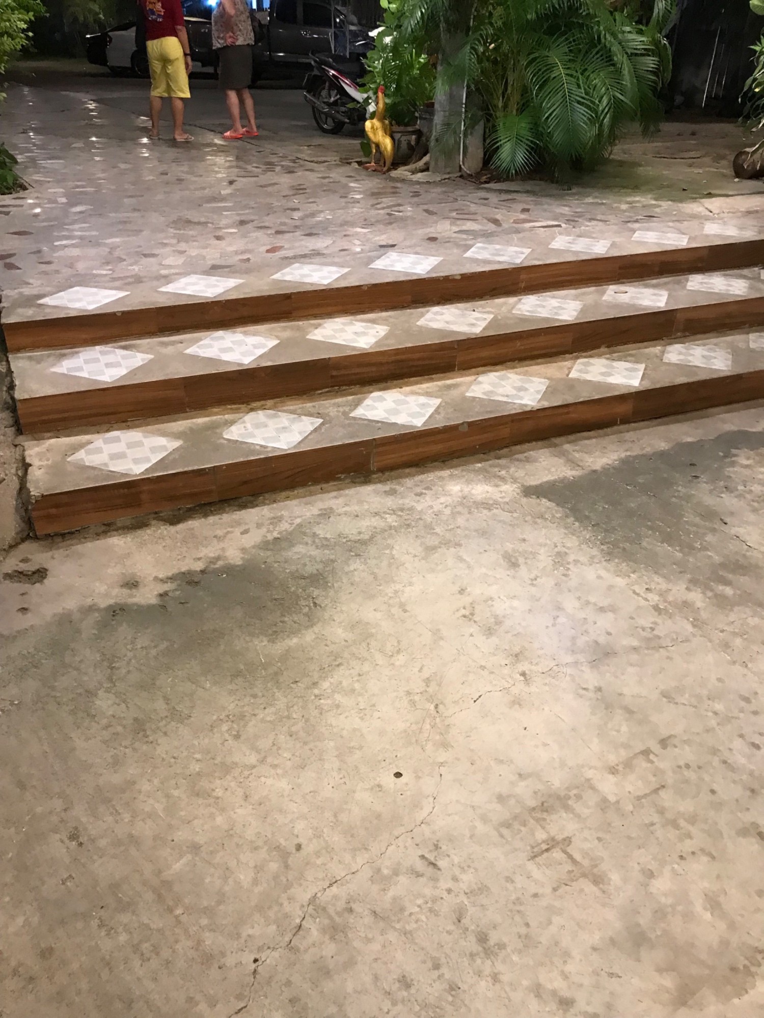 Main entrance 3 steps which are quite wide and about 15 cm high