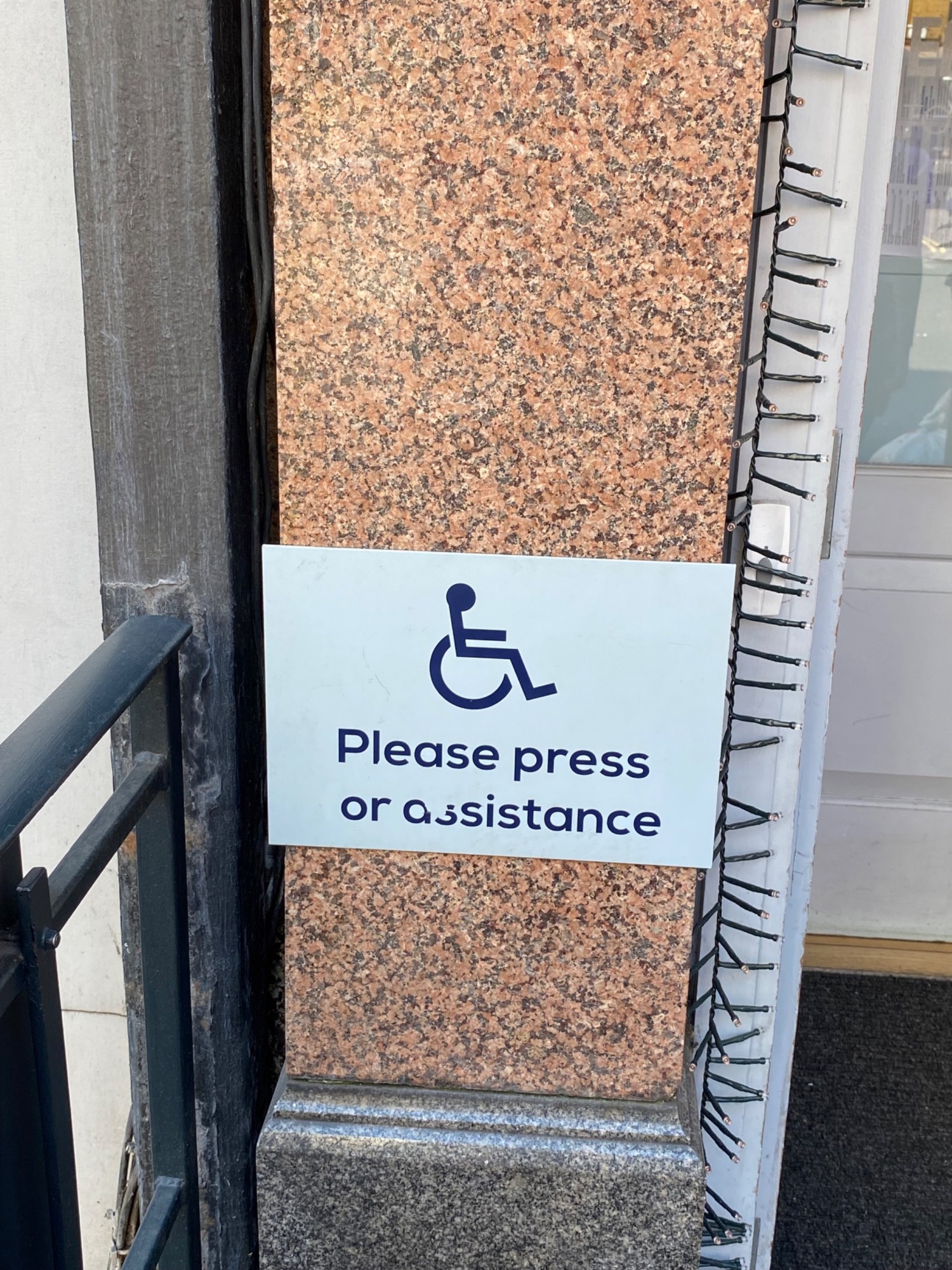 Close up of assistance button.