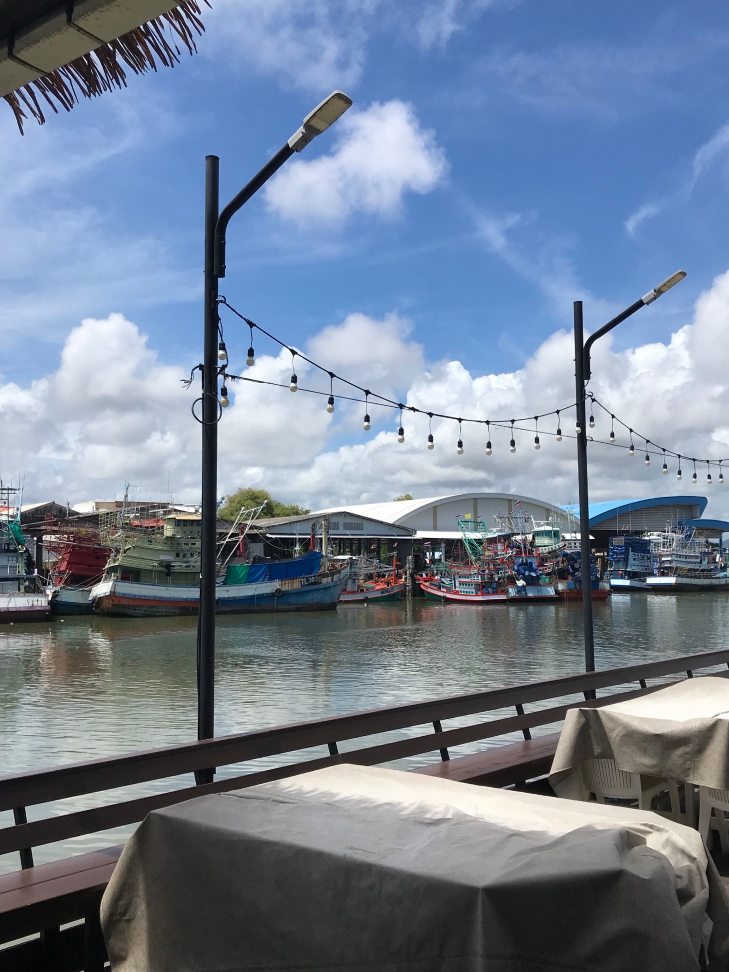 Tables by the water
