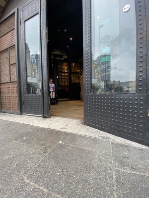Main entrance open right hand door. Level access closed door on left hand side.