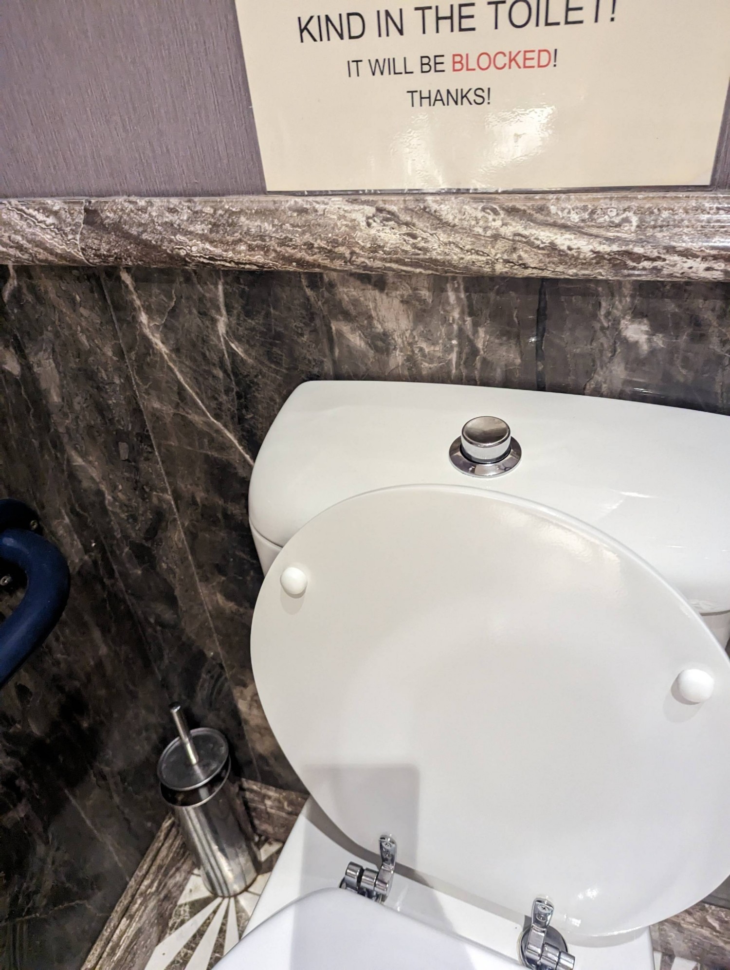 Toilet with push button flush
