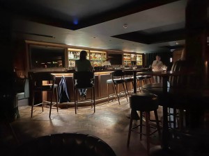 Basement bar area, spacious but very dimly lit