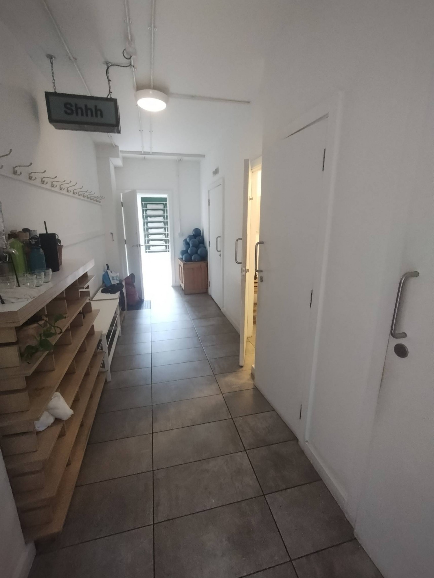 Go straight after second preceding door. Accessible bathroom is third door on the right.