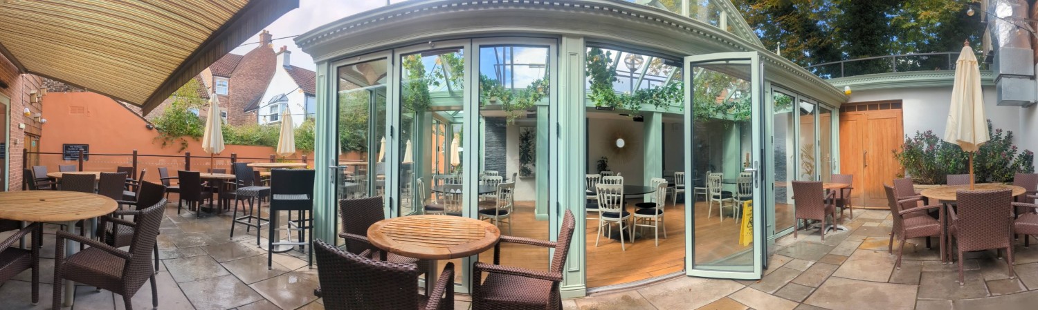 Sheltered patio area
