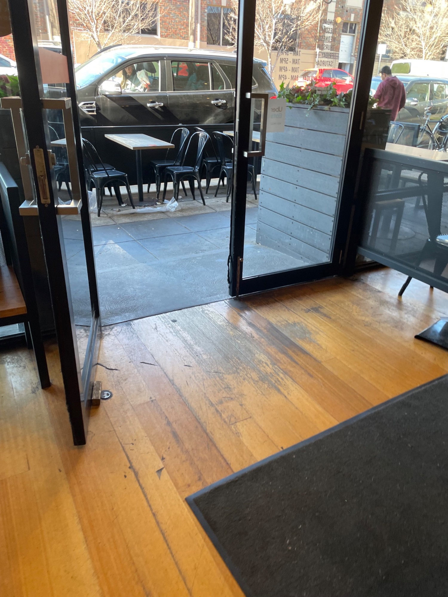 Inside looking out - main entrance