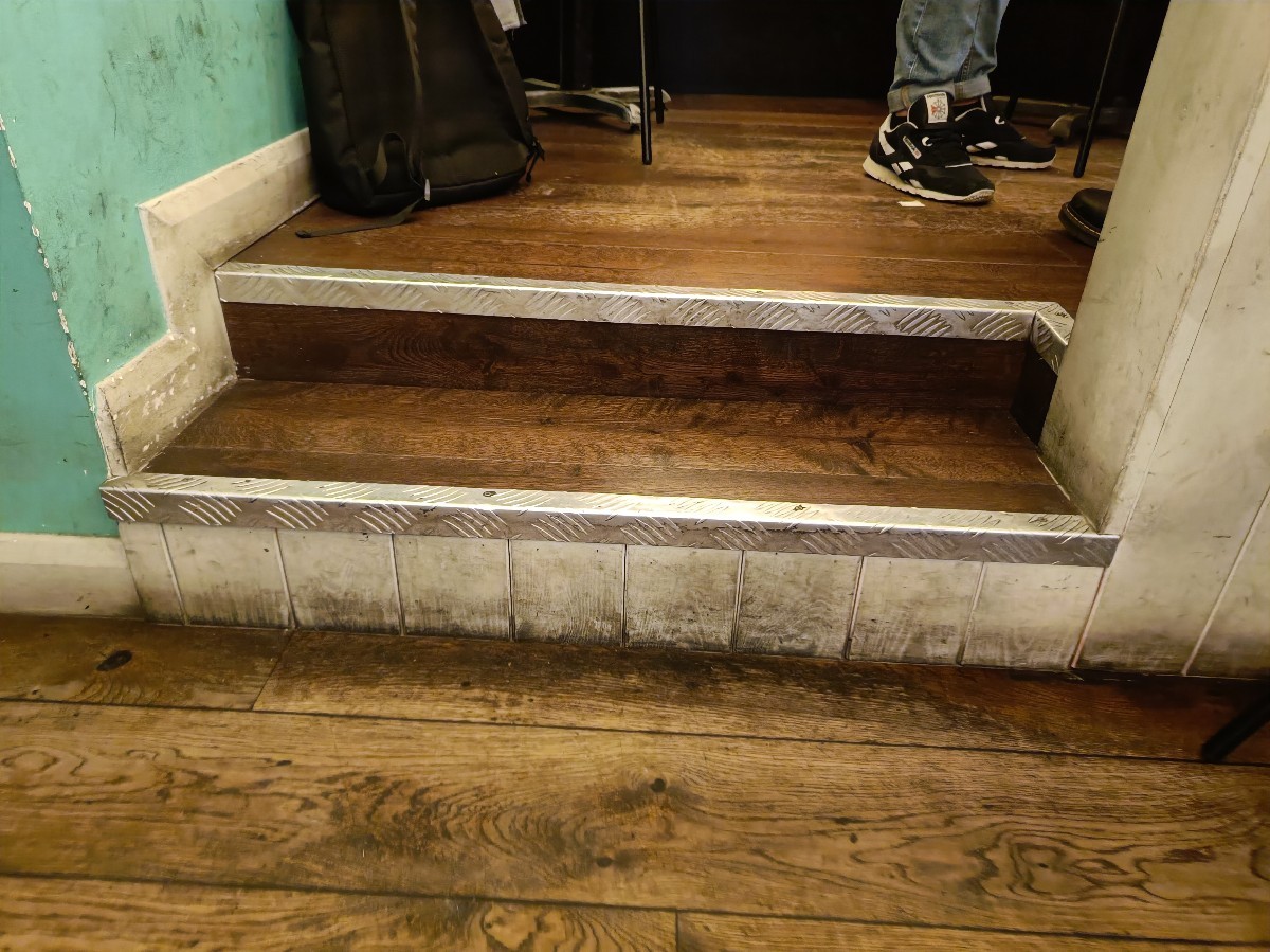 Two steps before seating.