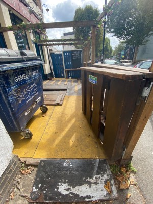 Built-in ramp leading to entrance.