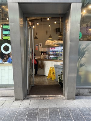 Single door opens inwards from right to left.