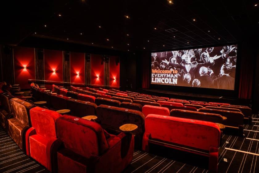 Largest cinema screen with 2 wheelchair spaces at the back of the screen.