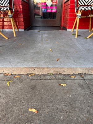 First small bump leading to main entrance.