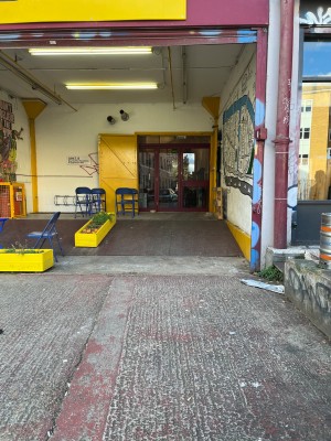 From street leading up to entrance.