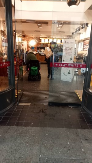 Double glass doors
Push or pull from handles in middle