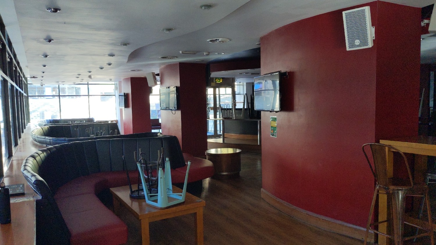 Red bar seating area
