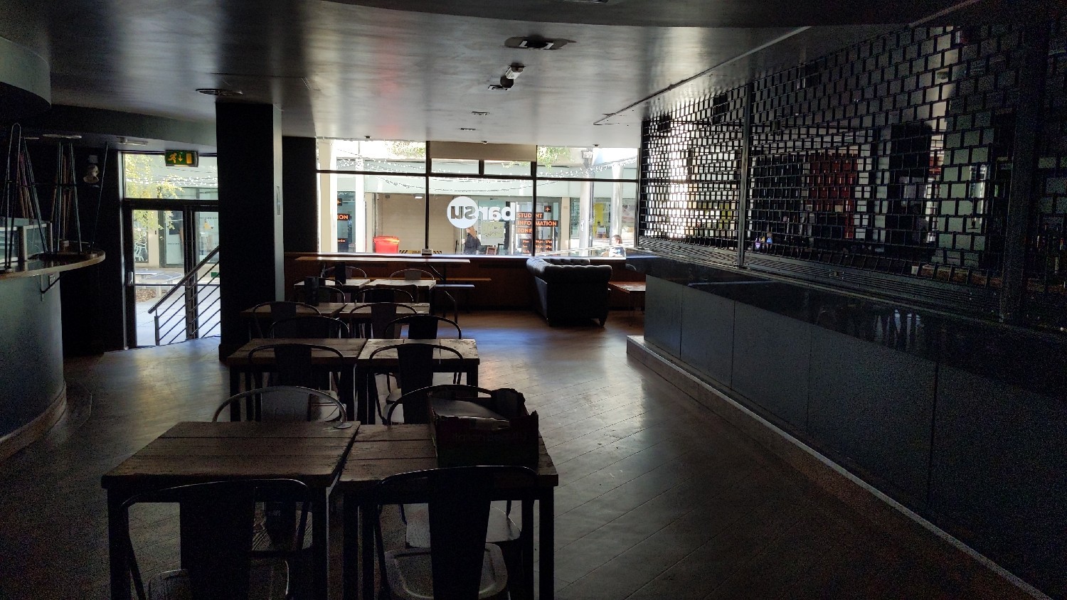 Blue bar serving area