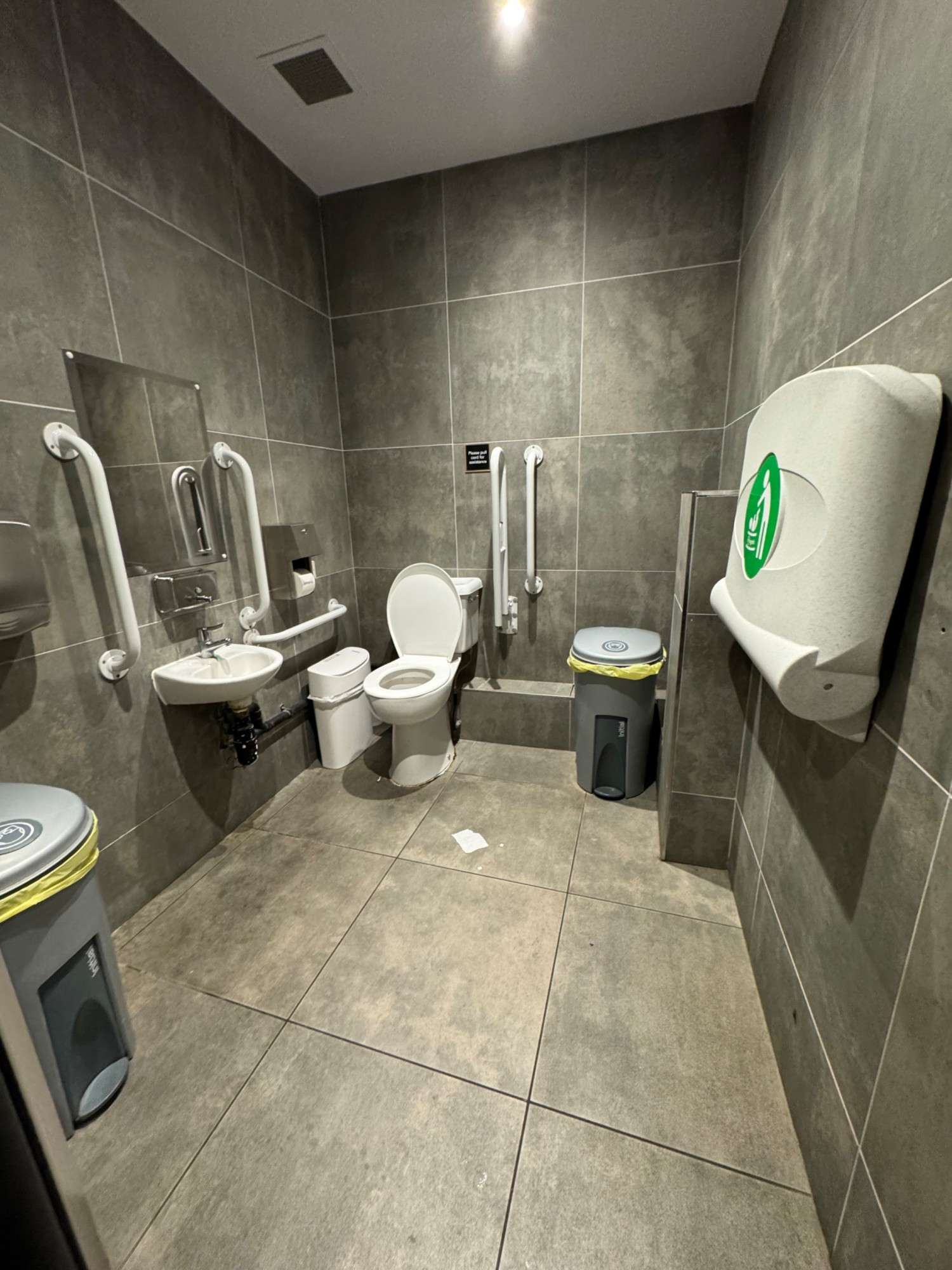 When entering, toilet straight ahead. Sink to the left and baby change to the right.