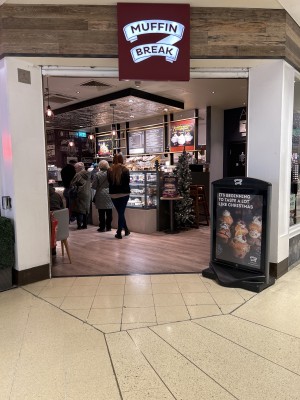 Main entrance. No doors. Pathway down centre. Obstruction to right.