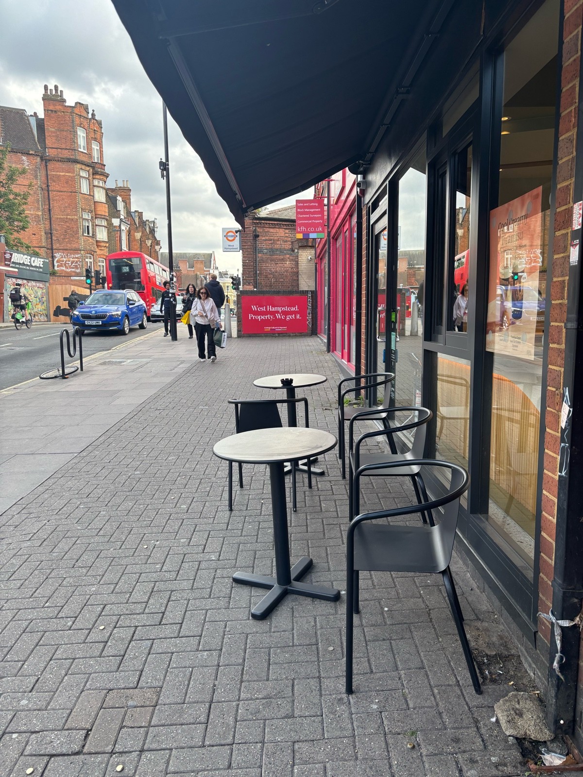 From entrance facing left. Tables and chairs ahead.