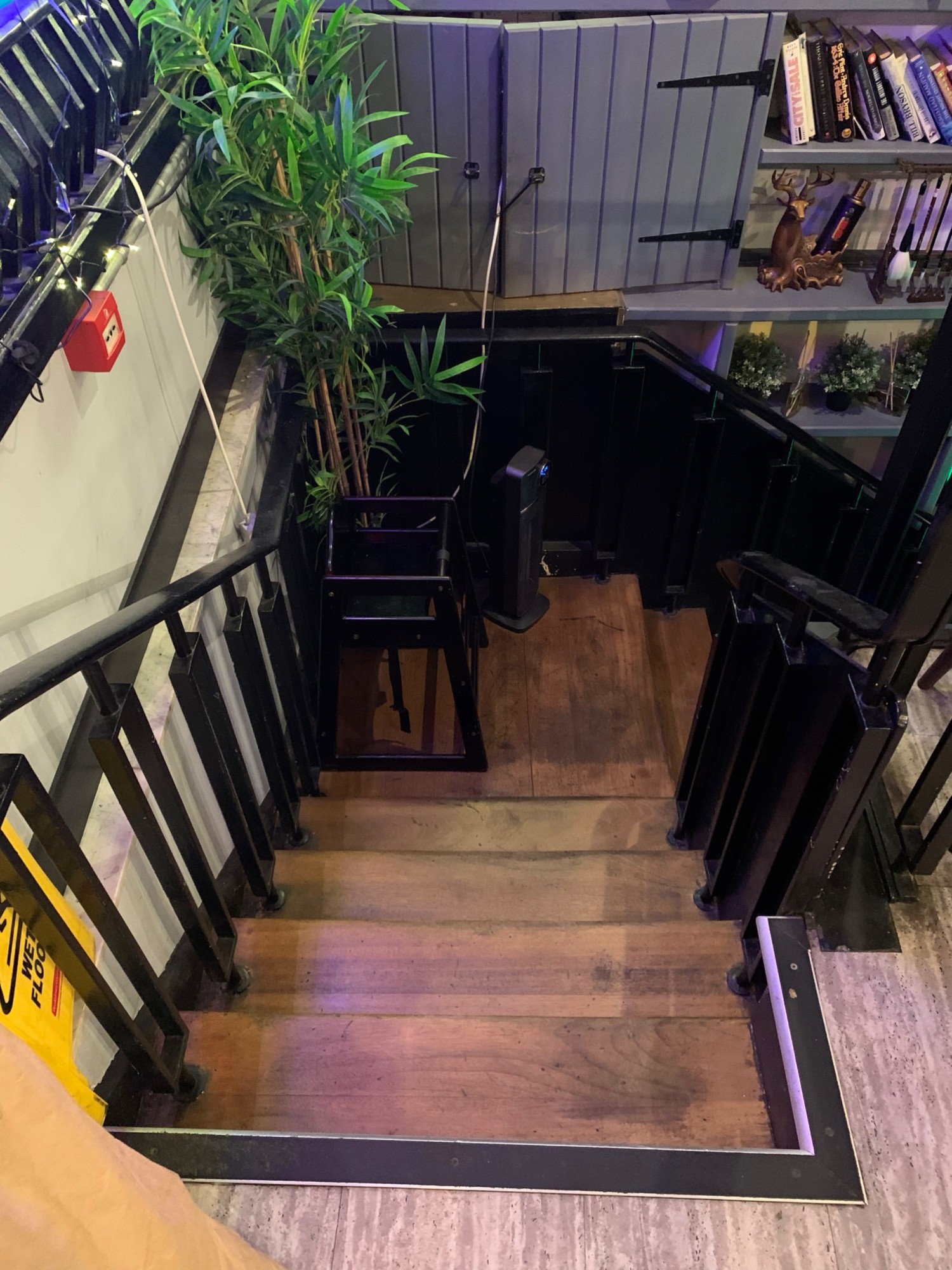 Steps descending to downstairs area.