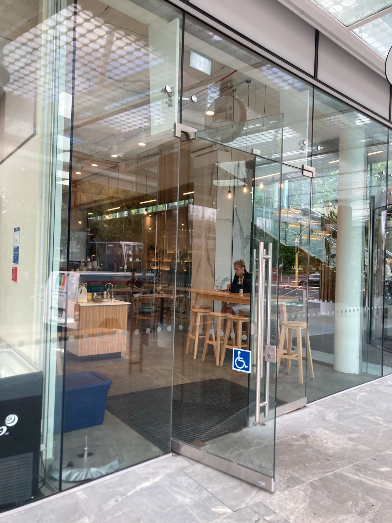 Disabled access door into semi colon cafe
