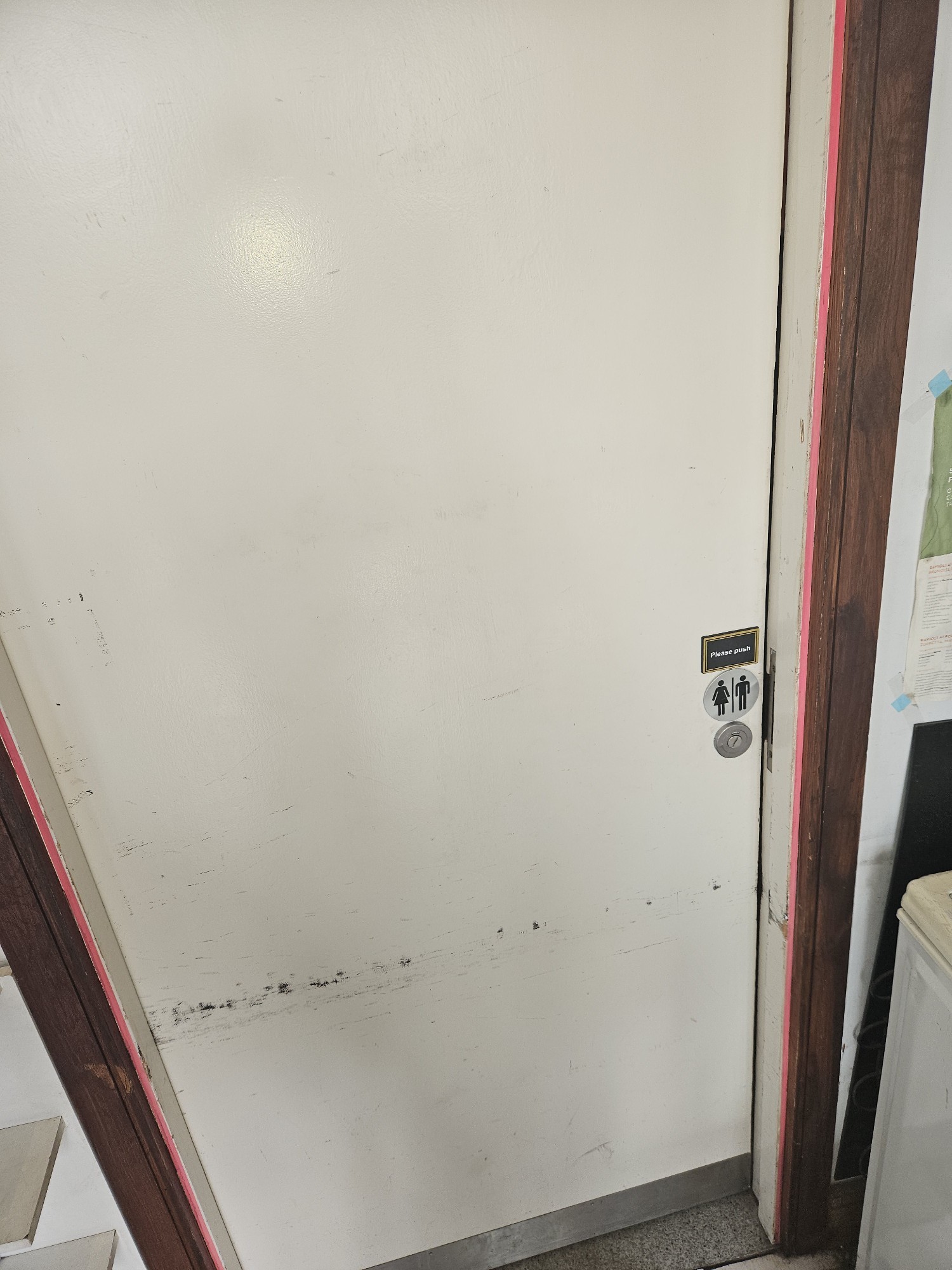 The outside of the bathroom door
