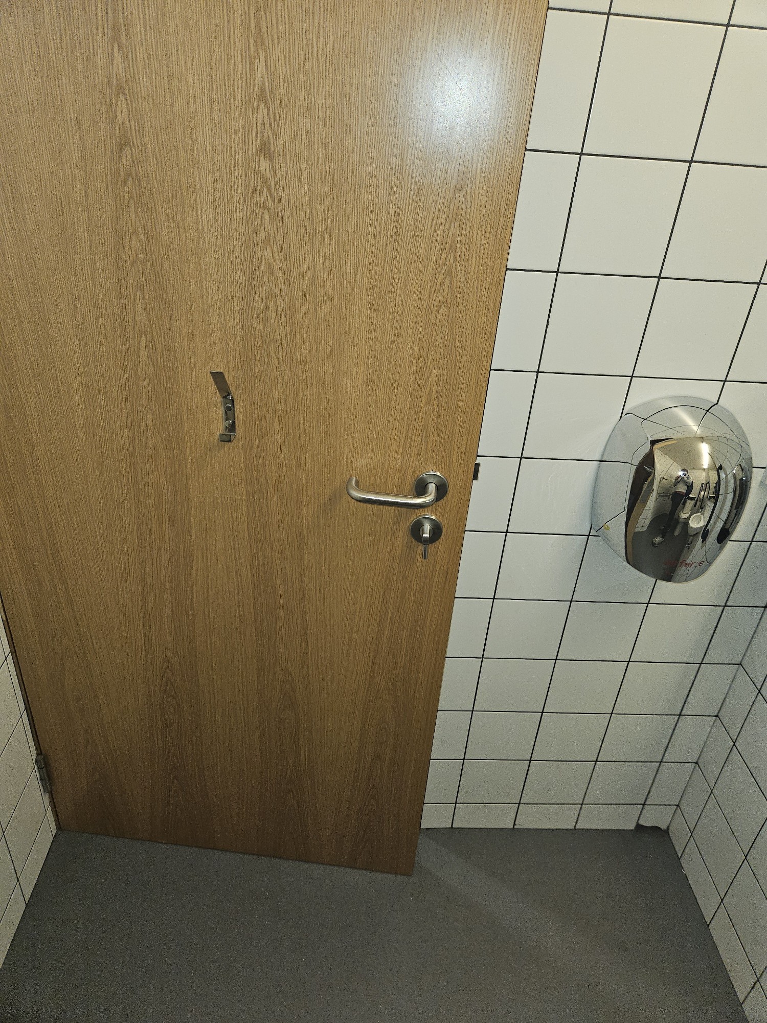 The inside of the bathroom door and the dryer