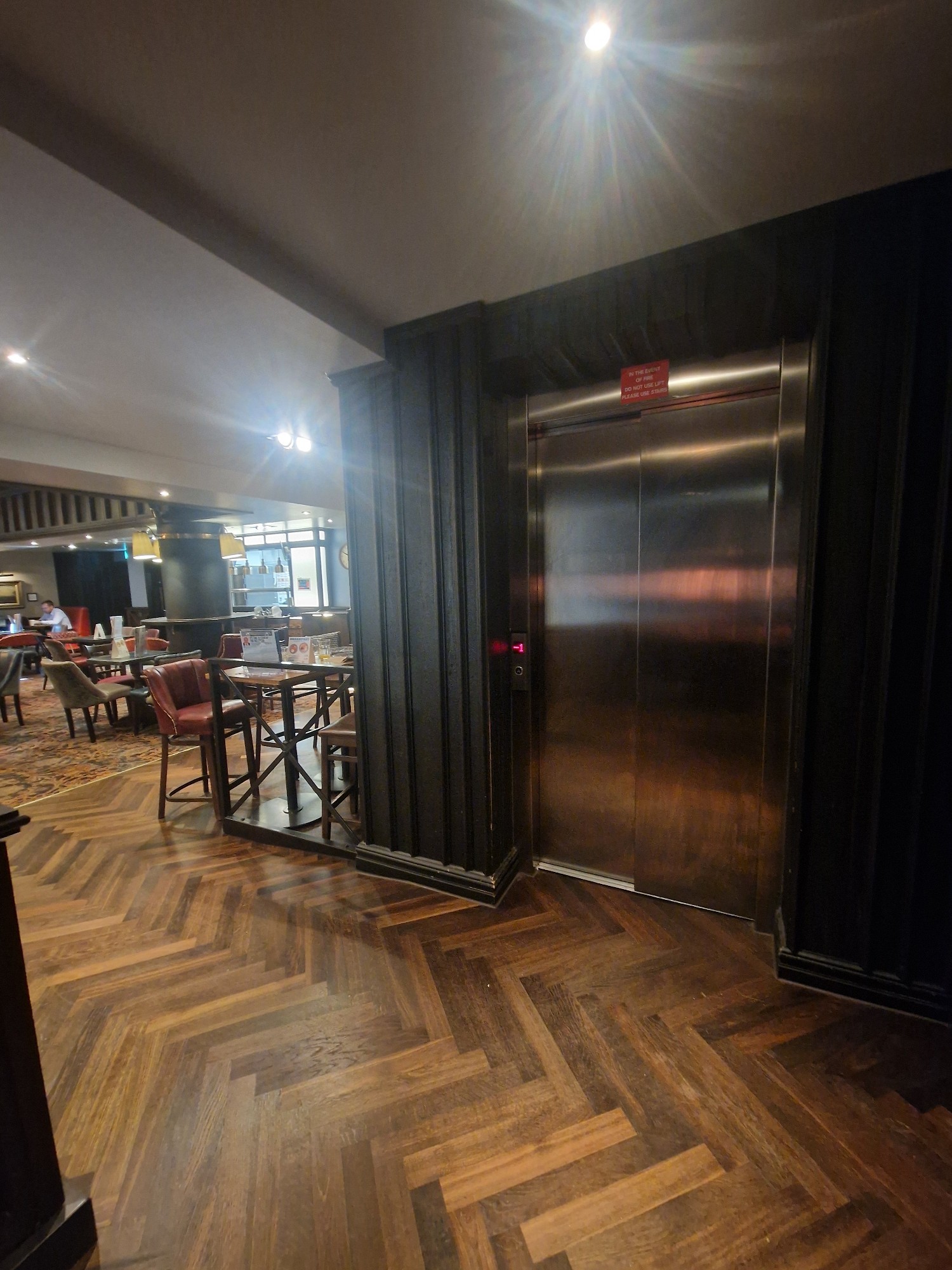 Elevator to lower floor.