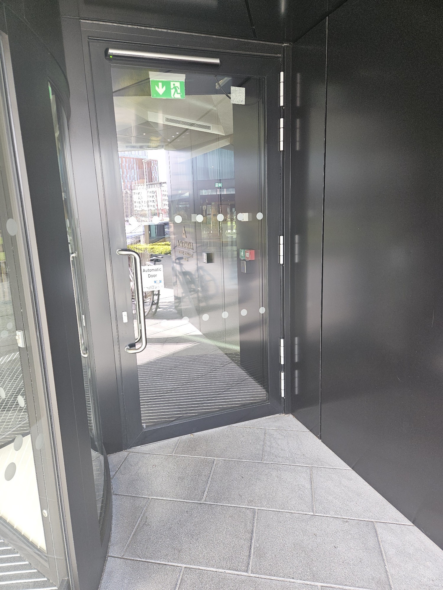 The outside of the automatic door