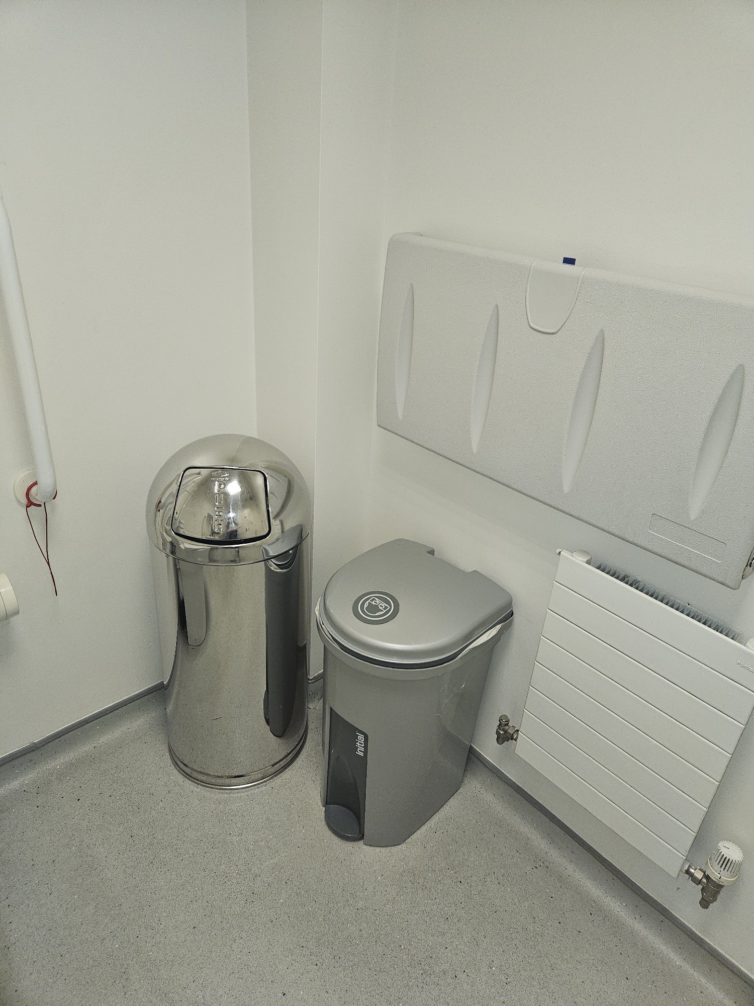 The bins and the baby changing facilities