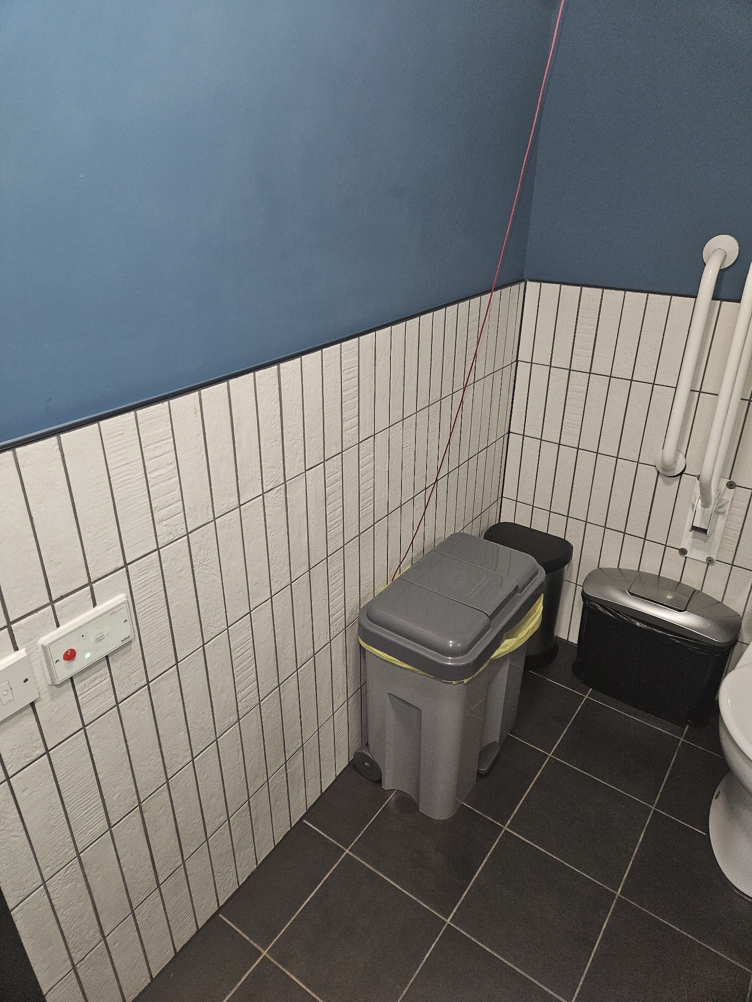 Other bins, the emergency assistance button and the emergency assistance cord