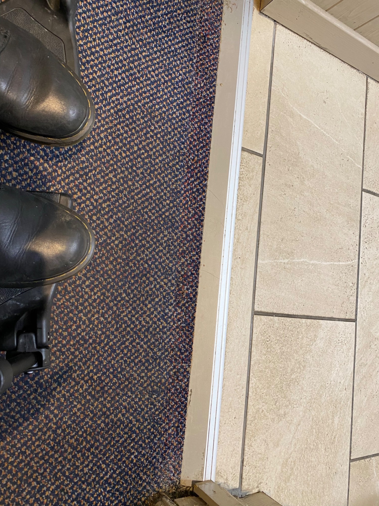 Large inclined lip in the doorway to the disabled toilet which is quite difficult to get over without help.