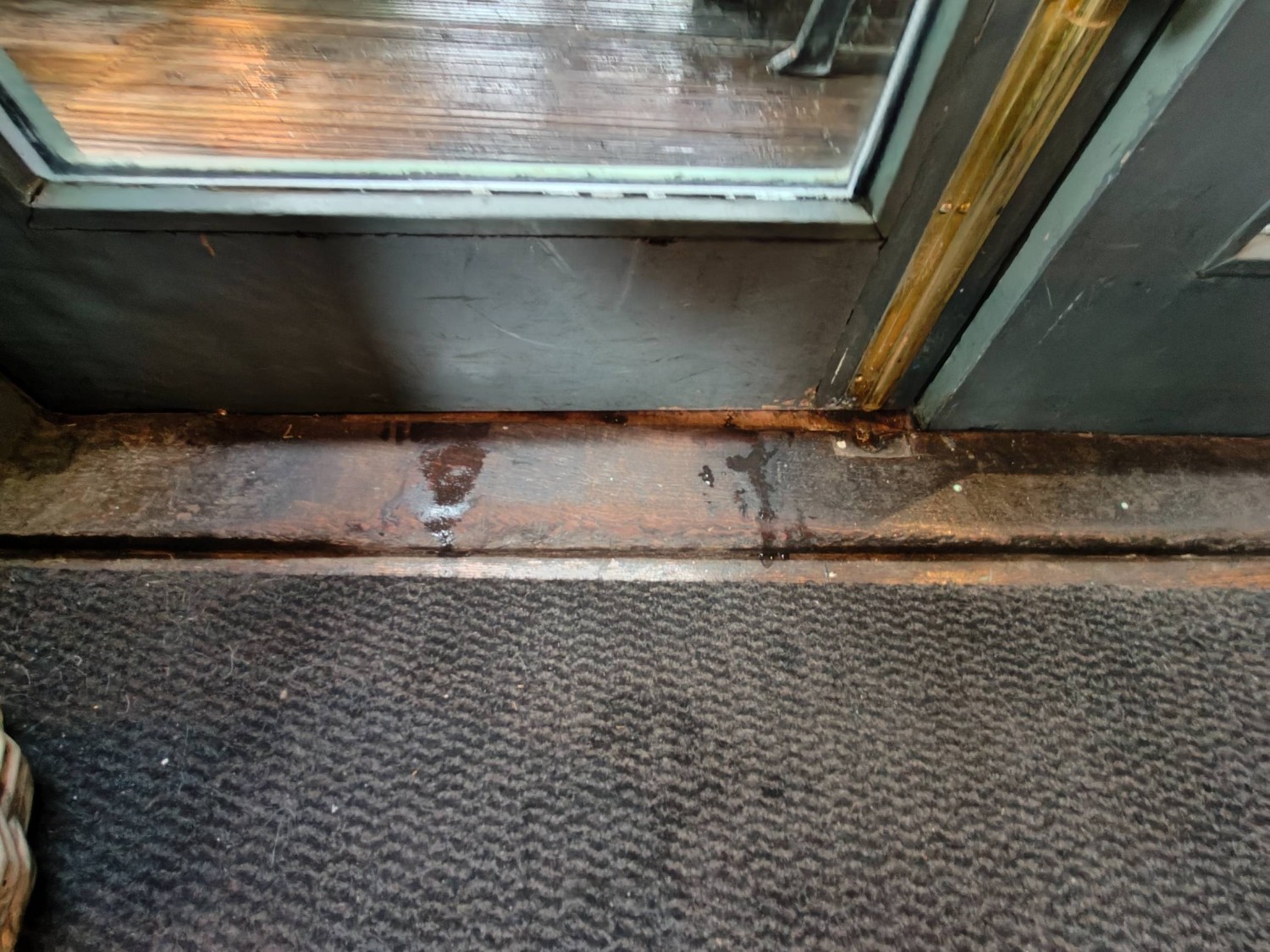 Bump on threshold of door.