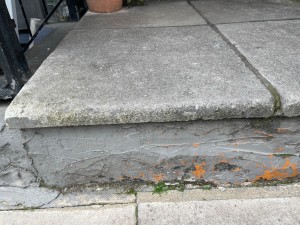 Large step at the entrance to the venue