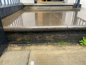 Step at the entrance to the venue.