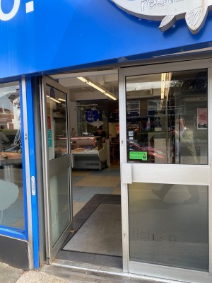 Main entrance to Easy Fish in Heaton Moor