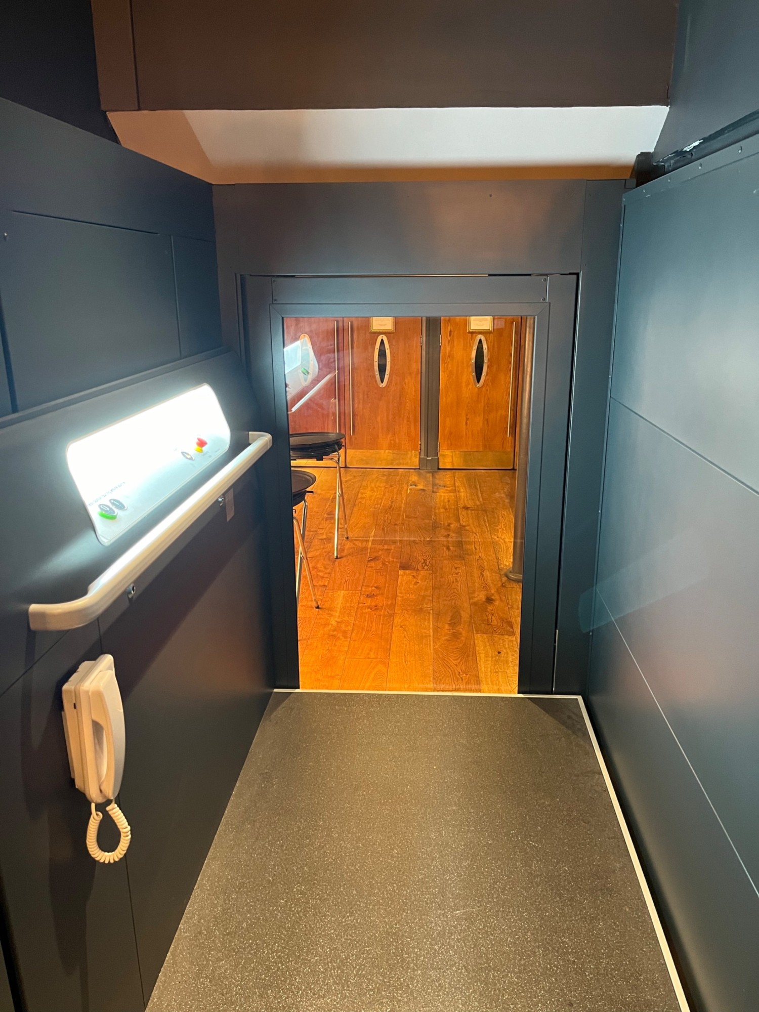 The inside of the lift