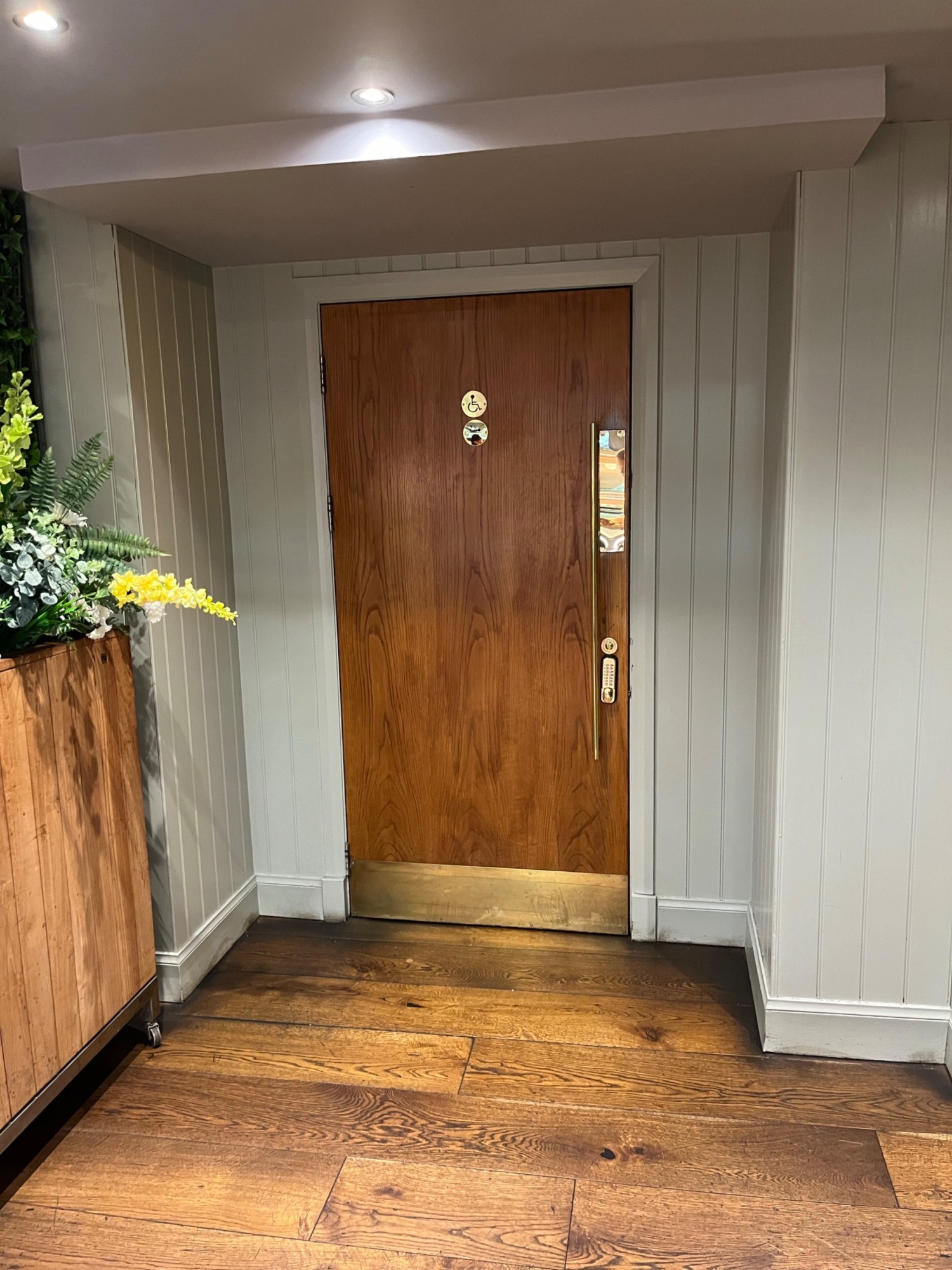 The exterior of the accessible toilet/ baby changing area