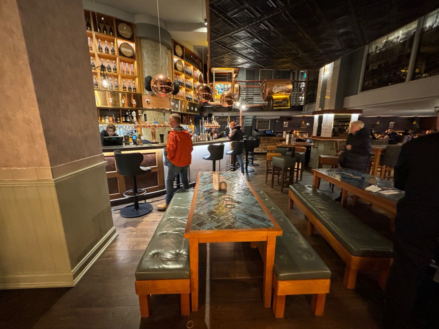 Bar area halfway from entrance to the right
