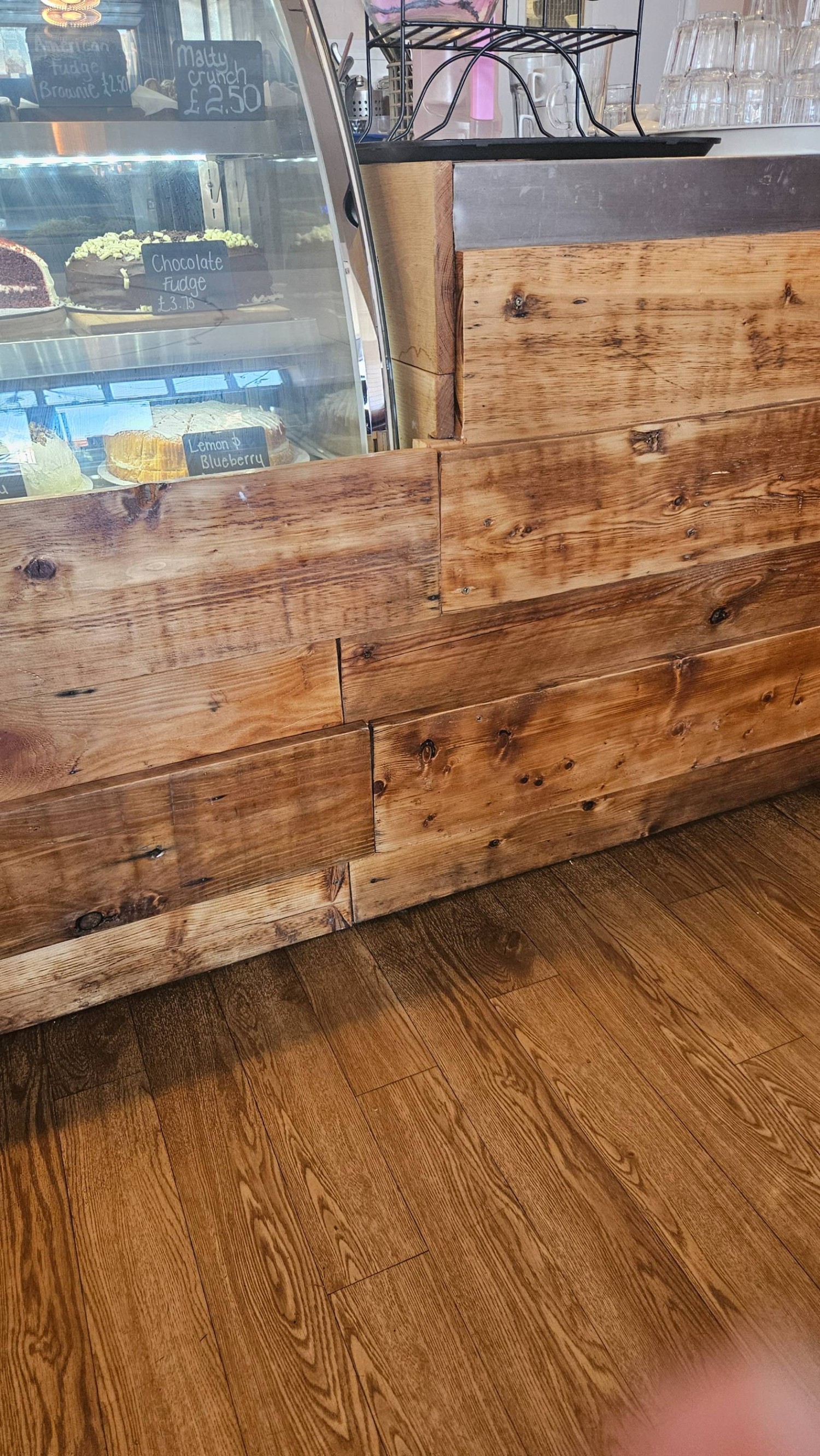 Wooden counter top. Standing height